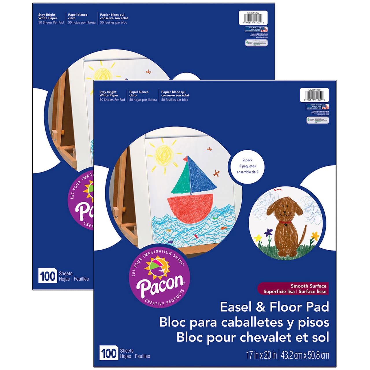 Pacon® 17" x 20" White Easel & Floor Pads, 2 Packs of 2